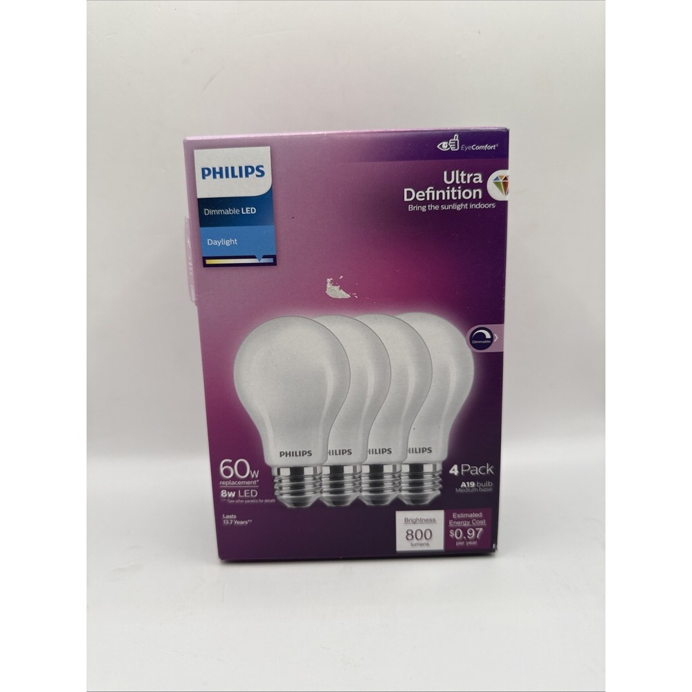 CASE OF 16‎ BULBS Philips LED Smart Base Dial A19 DAYLIGHT EyeComfort 60W LB22